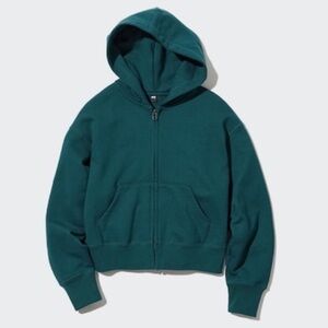 Uniqlo Sweat Long Sleeve Full Zip Hoodie in Green